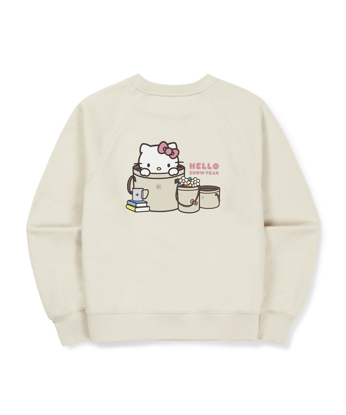 스노우피크 어패럴(SNOWPEAK APPAREL) [스노우피크 X 헬로키티] 약기모 여성 맨투맨 (S26WWFHT87) Light Beige