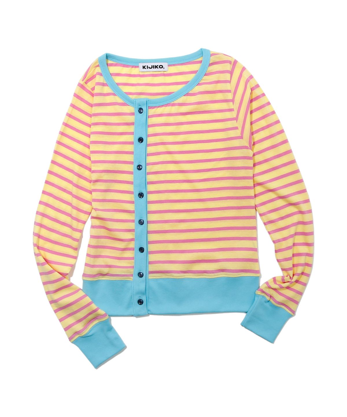 키지코(KIJIKO) ke109. Side Button Colorblock Cardigan Yellow