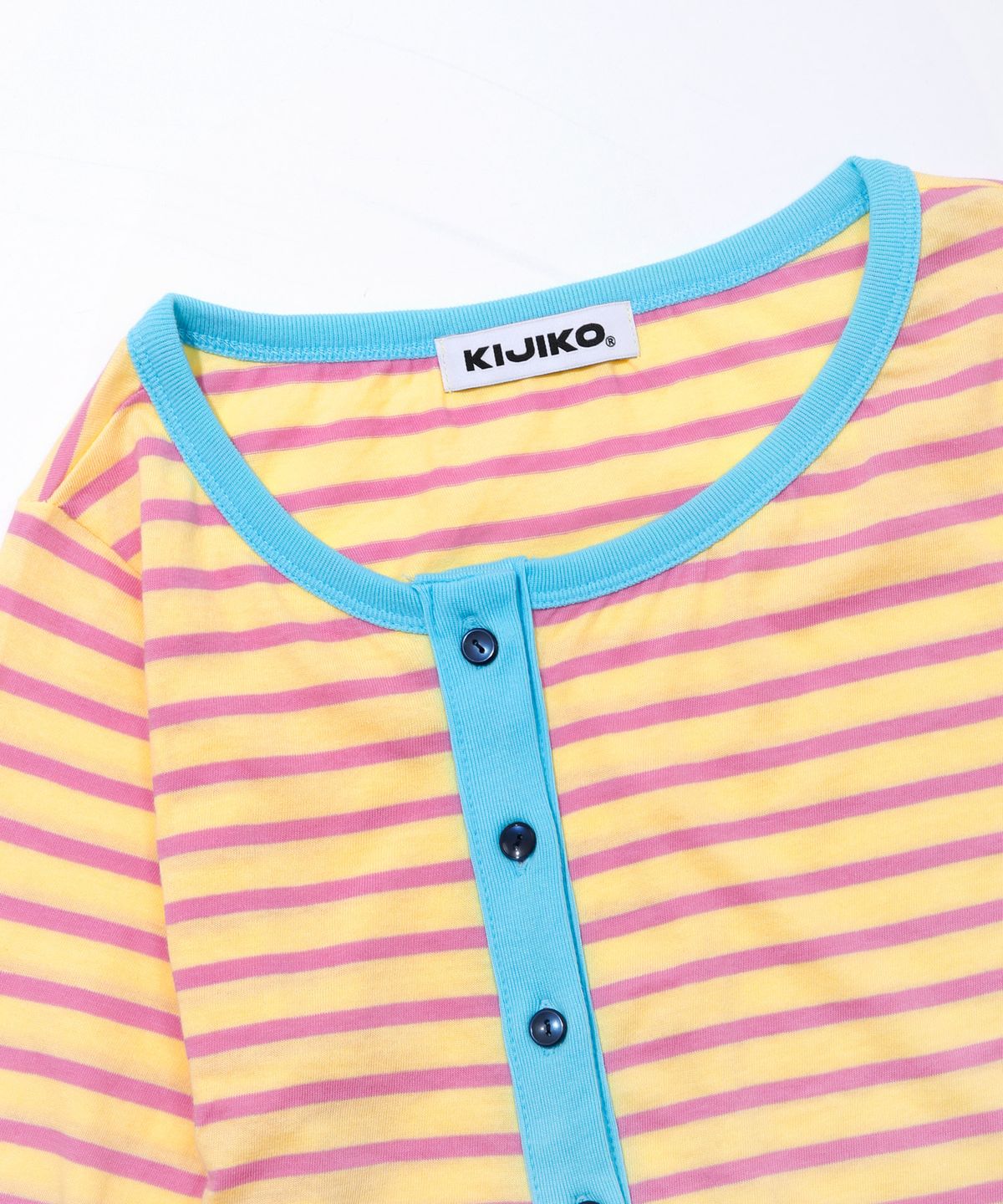 키지코(KIJIKO) ke109. Side Button Colorblock Cardigan Yellow