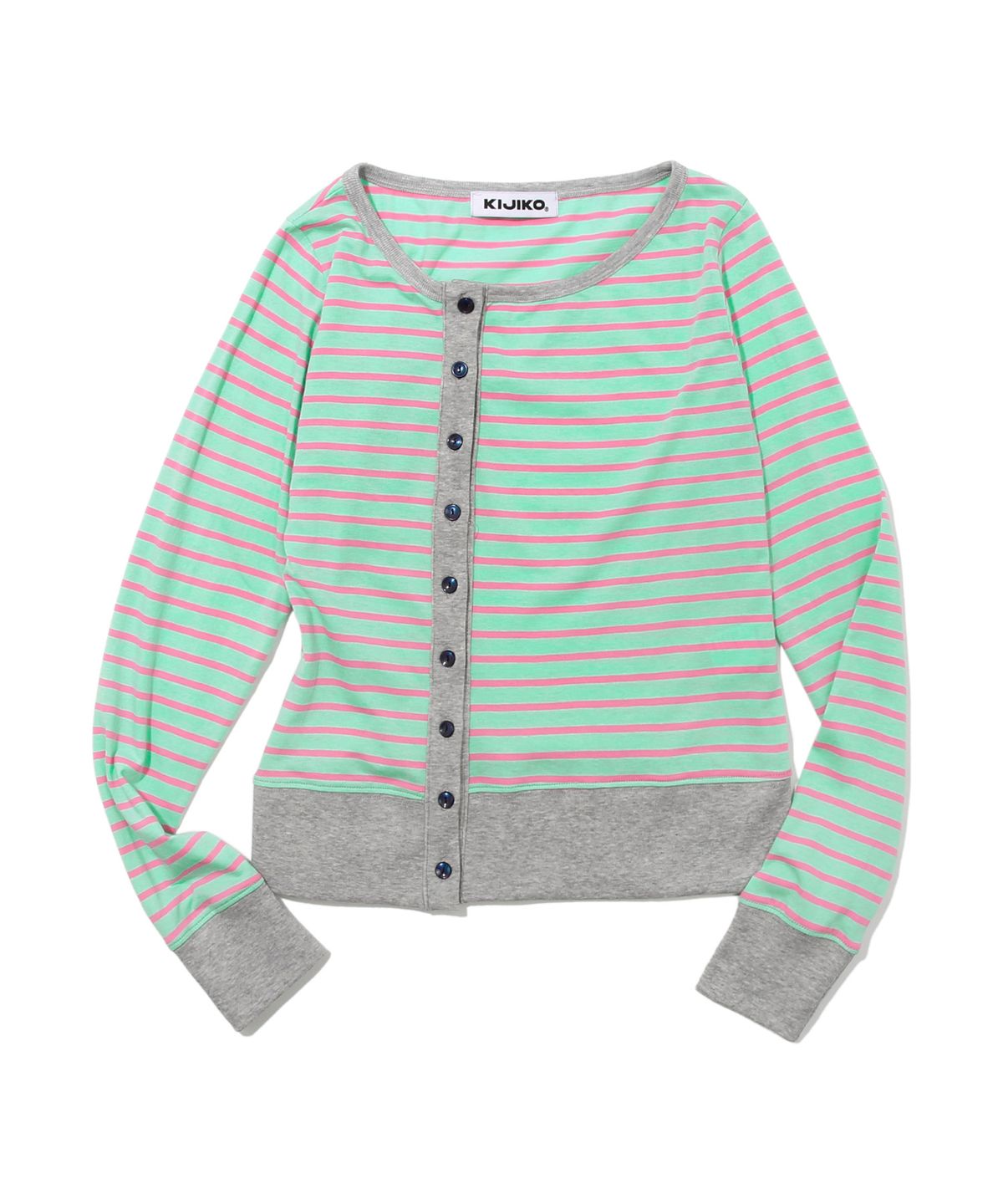키지코(KIJIKO) ke109. Side Button Colorblock Cardigan Mint