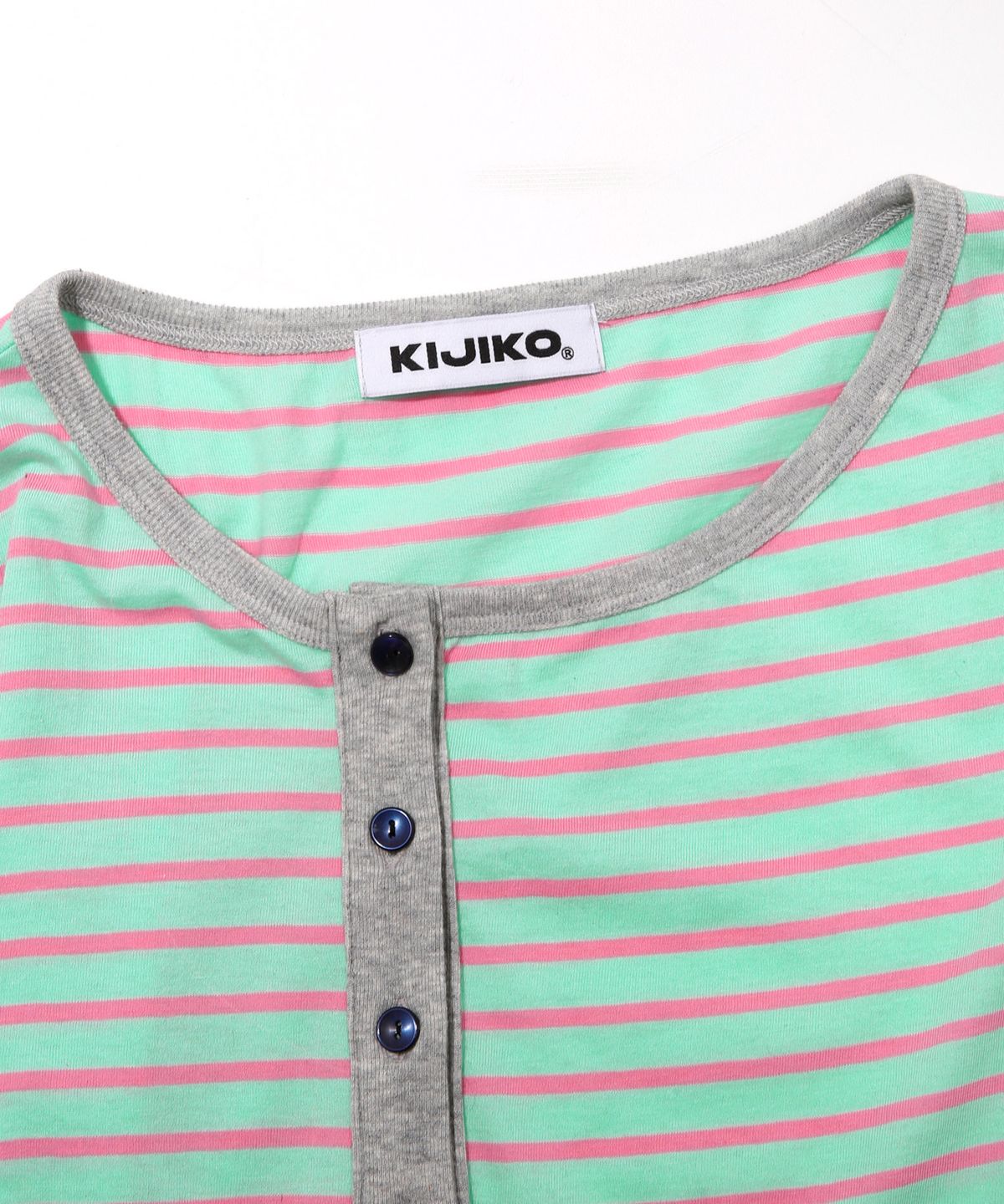 키지코(KIJIKO) ke109. Side Button Colorblock Cardigan Mint