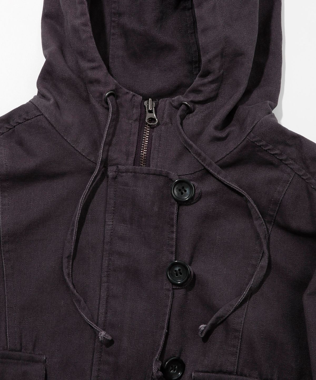 키지코(KIJIKO) ke107. Washed Cationic Hooded Field Jacket Purple