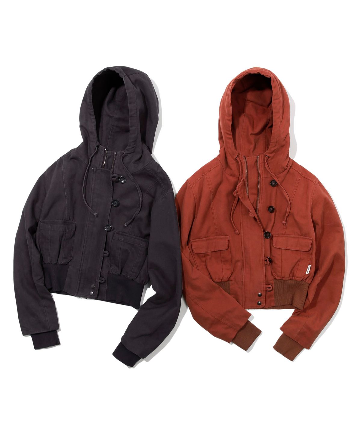 키지코(KIJIKO) ke107. Washed Cationic Hooded Field Jacket Purple