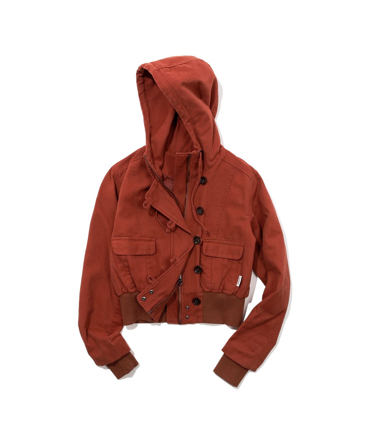 키지코(KIJIKO) ke107. Washed Cationic Hooded Field Jacket Brick