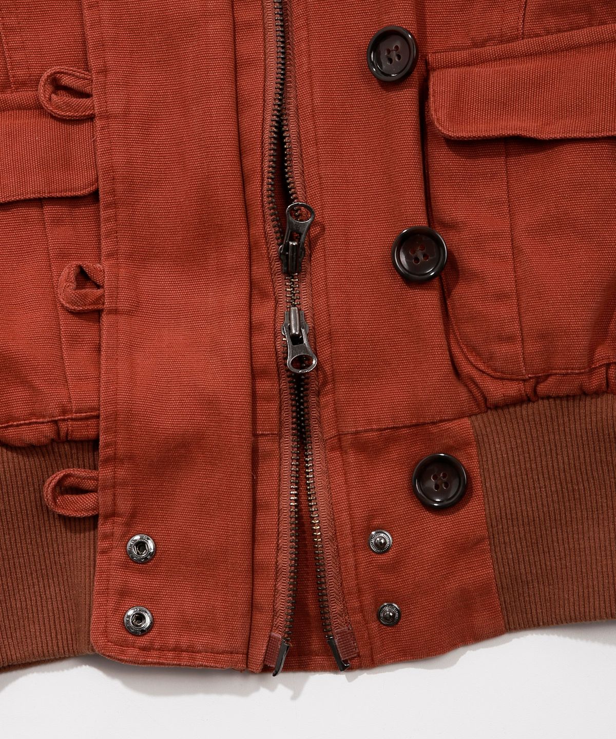 키지코(KIJIKO) ke107. Washed Cationic Hooded Field Jacket Brick