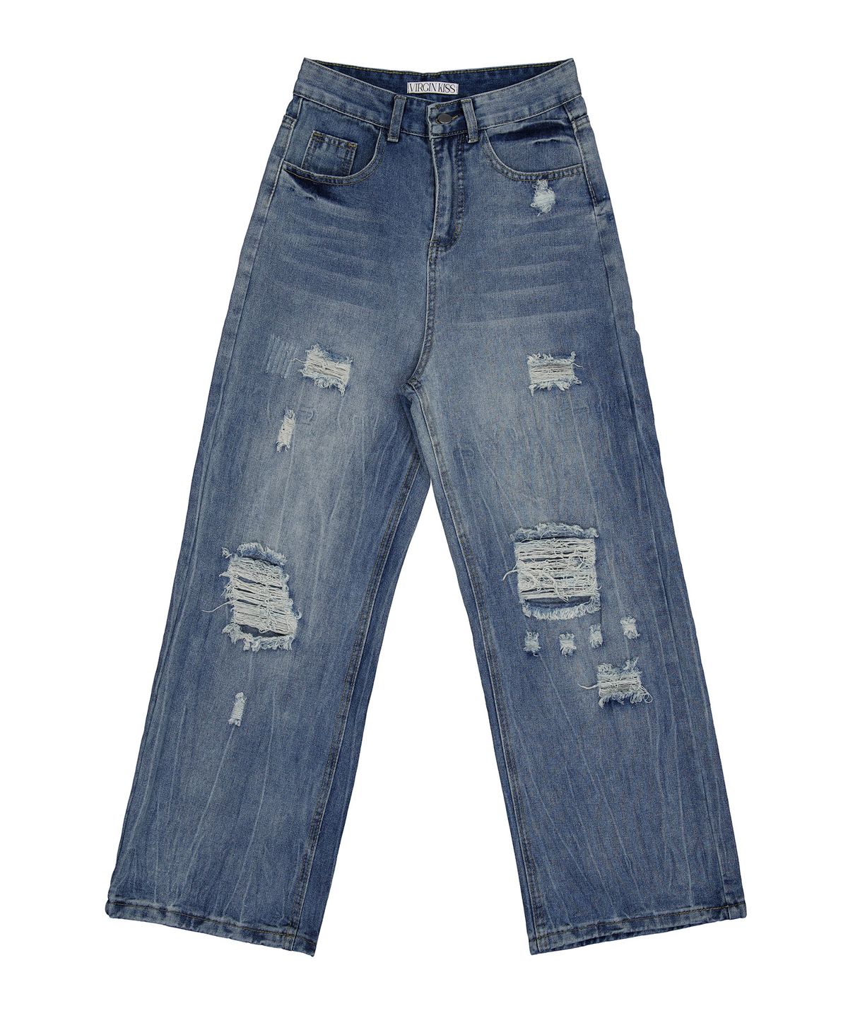 버진키스(VIRGINKISS) Fog distressed washing wide denim