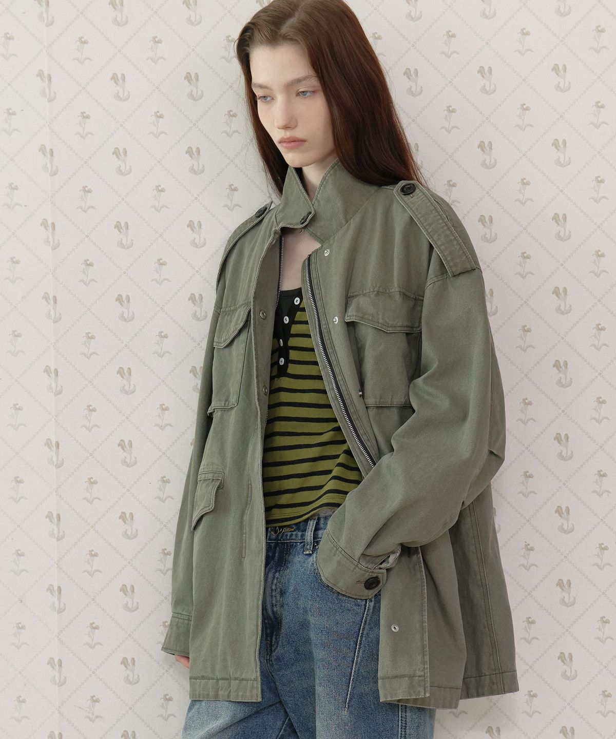 도프셉(DOFFSEPT) Epaulette Cotton Field Jacket (Khaki)