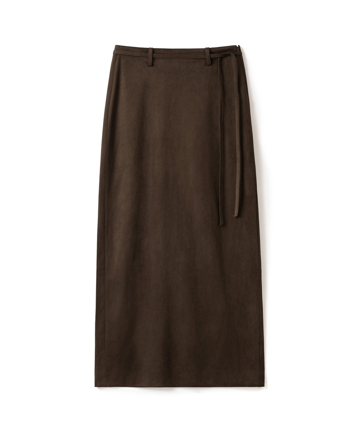 커스텀어클락 우먼(COSTUMEOCLOCK WOMAN) 포멀 슬릿 H라인 맥시 스커트 스웨이드 브라운 COWSK005BROWN
