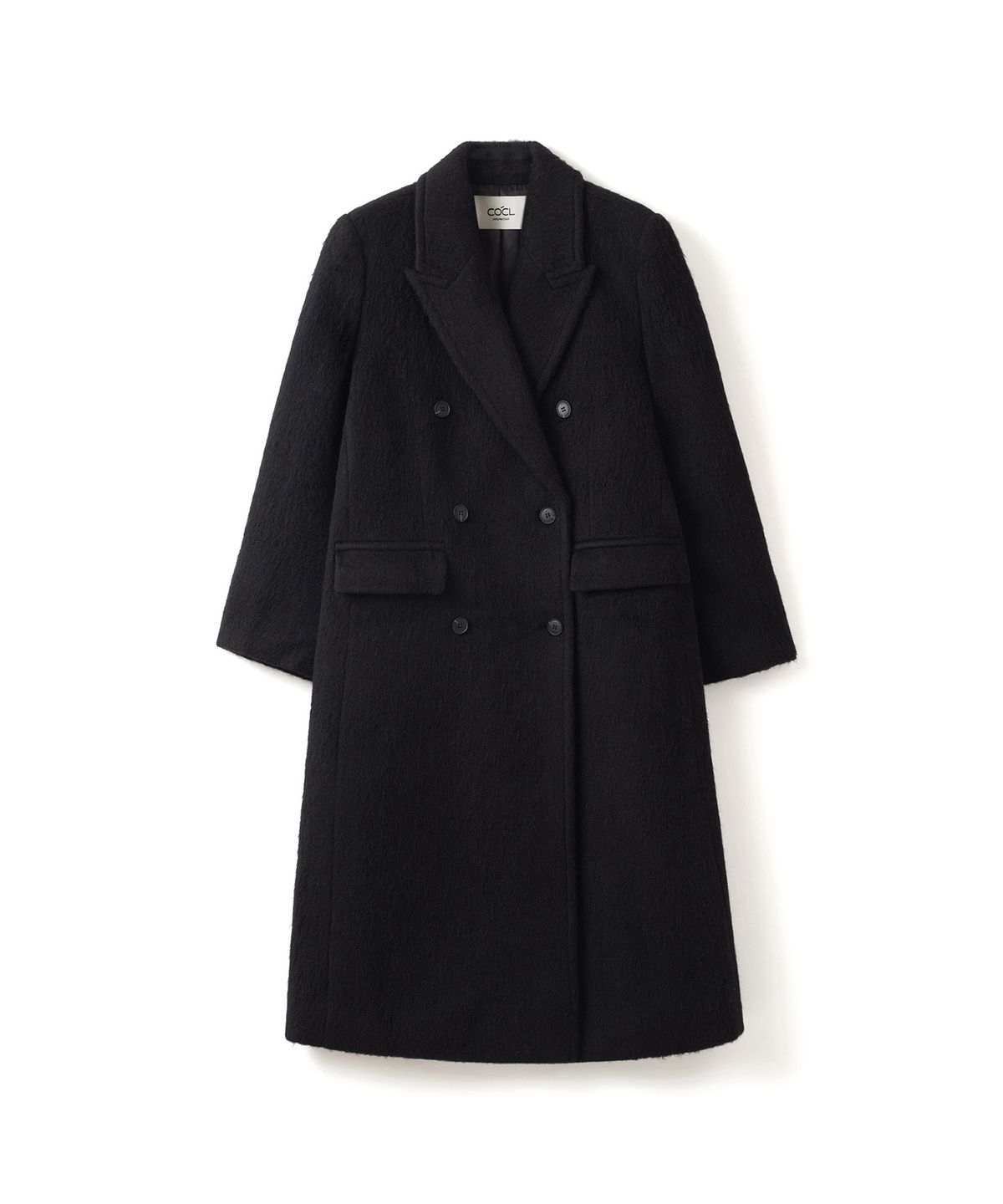 커스텀어클락 우먼(COSTUMEOCLOCK WOMAN) 헤어리 더블 롱 코트 블랙 COWCT005BLACK