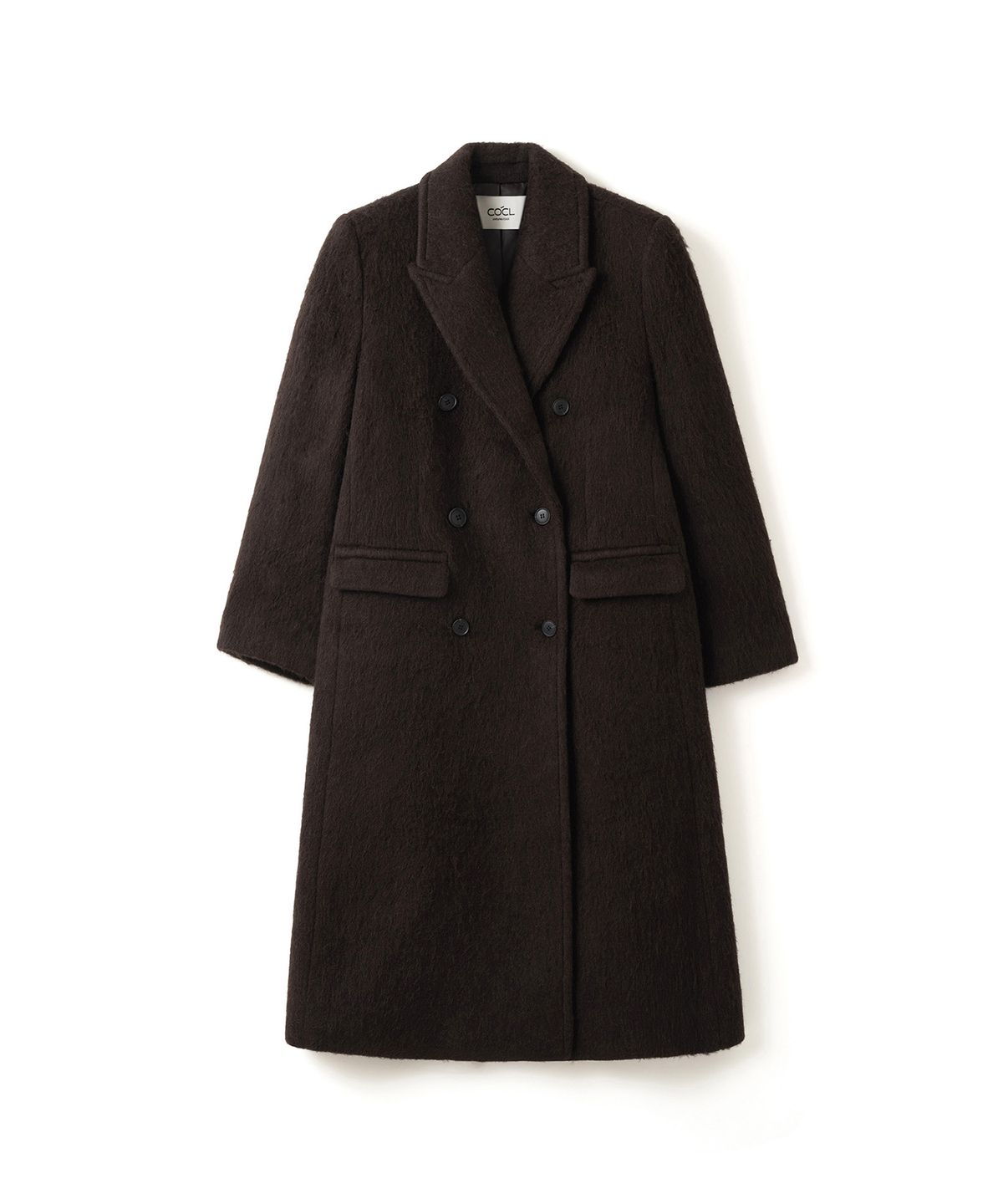 커스텀어클락 우먼(COSTUMEOCLOCK WOMAN) 헤어리 더블 롱 코트 브라운 COWCT005BROWN