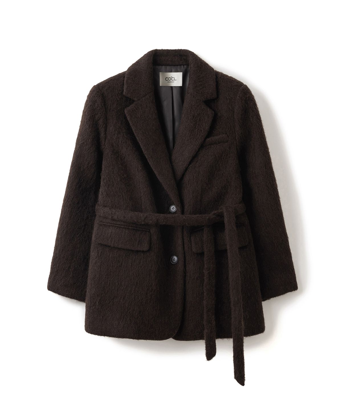커스텀어클락 우먼(COSTUMEOCLOCK WOMAN) 헤어리 벨티드 블레이저 코트 브라운 COWCT004BROWN