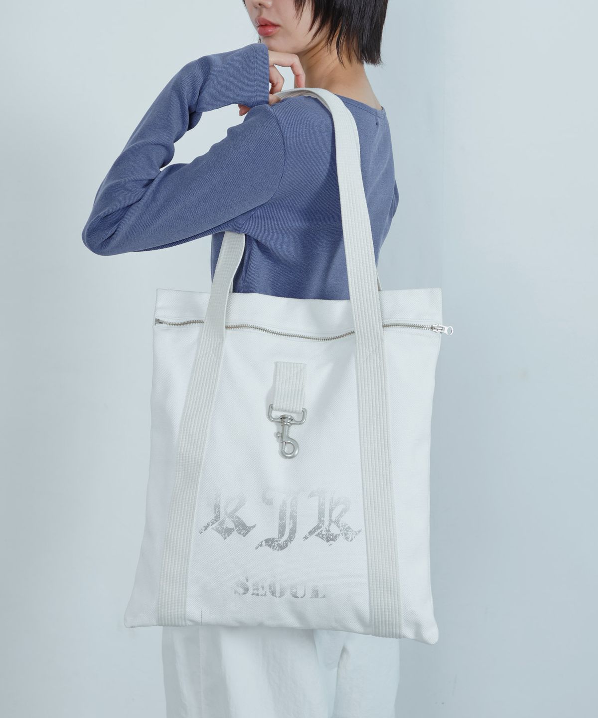 키지코(KIJIKO) ke911. Archive Utility Canvas Bag white