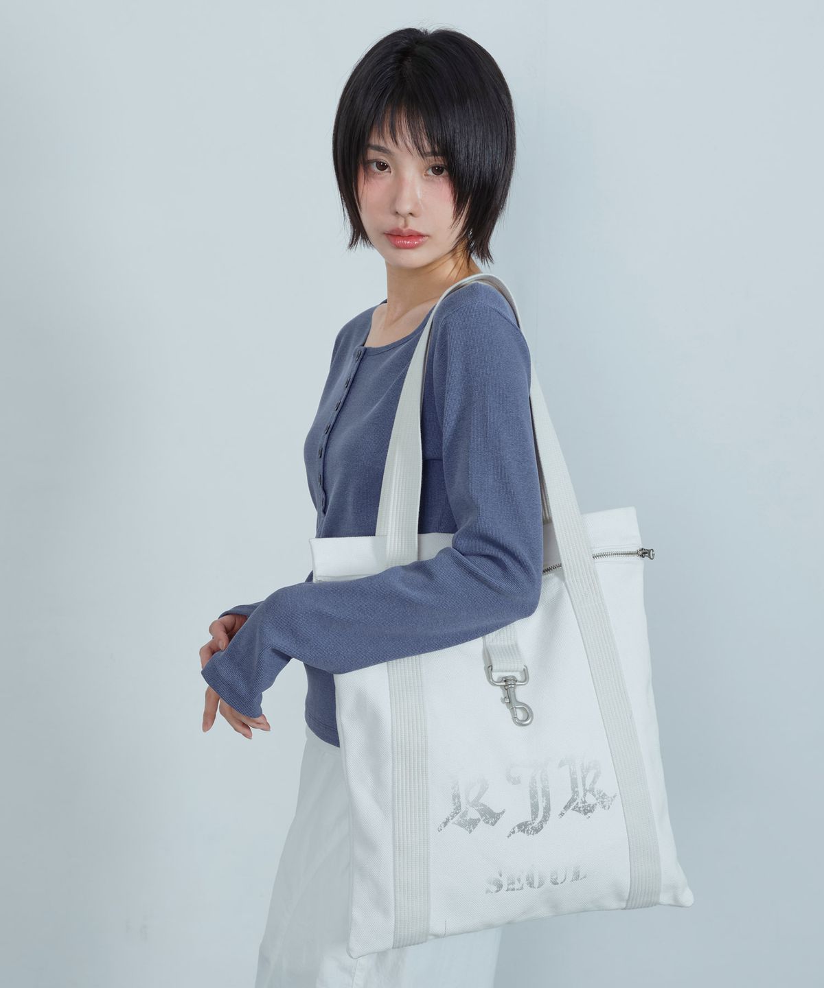 키지코(KIJIKO) ke911. Archive Utility Canvas Bag white