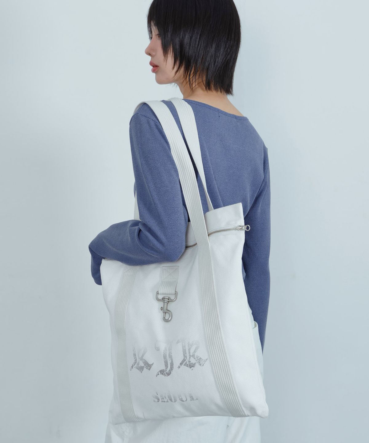 키지코(KIJIKO) ke911. Archive Utility Canvas Bag white