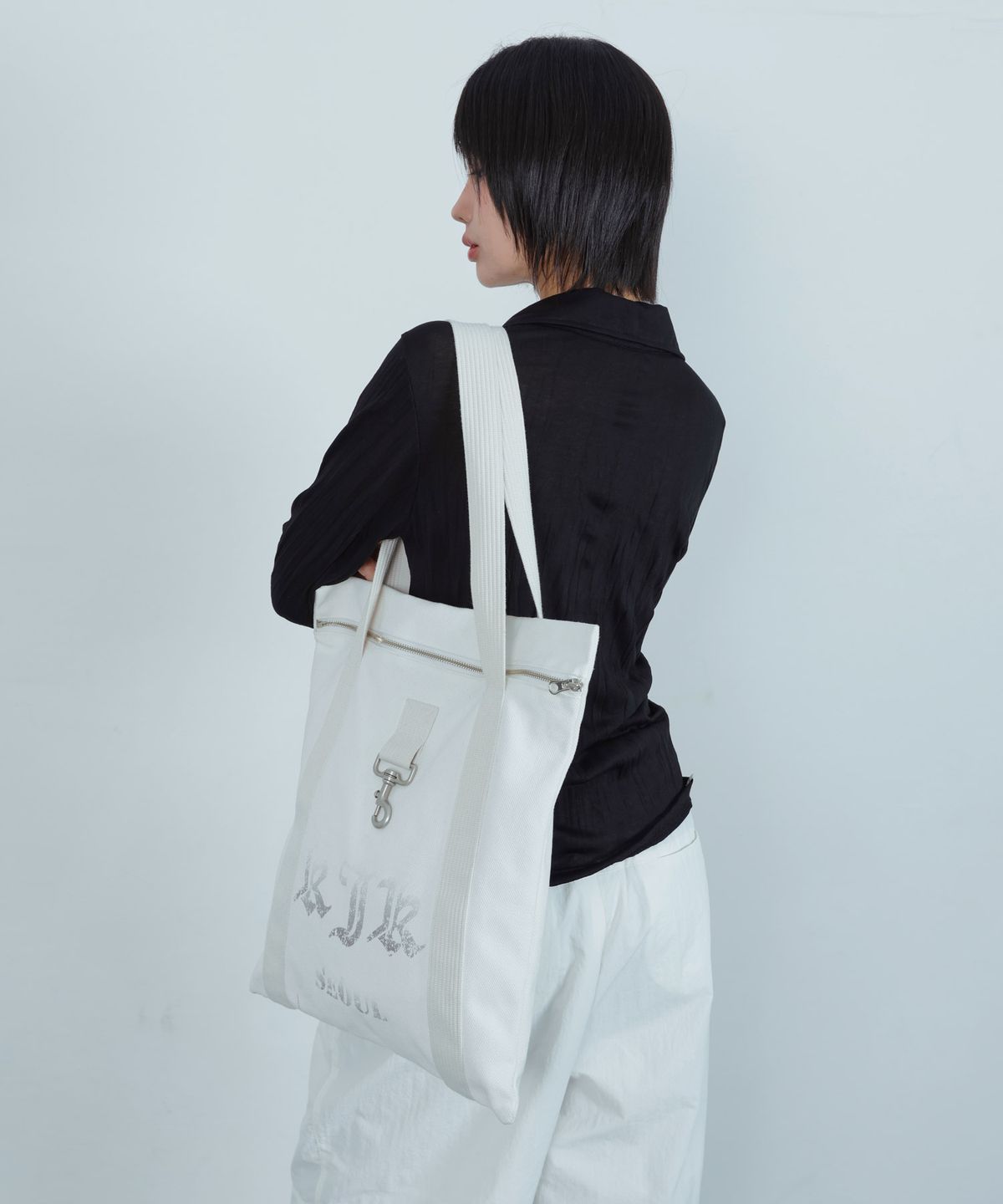 키지코(KIJIKO) ke911. Archive Utility Canvas Bag white