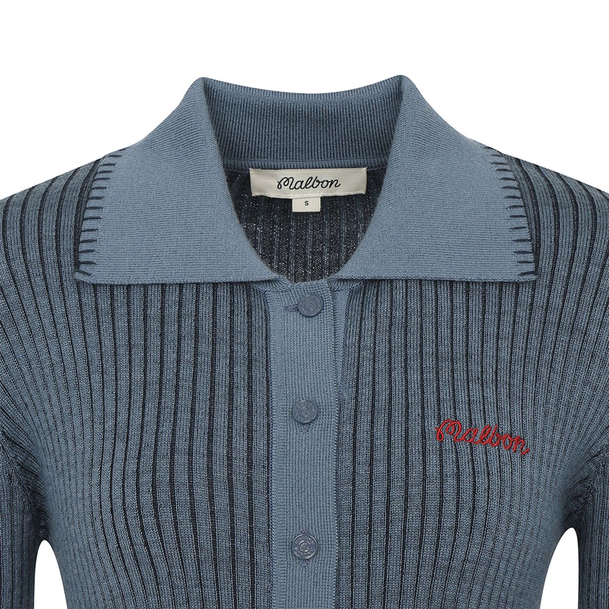 말본 골프(MALBON GOLF) 여성 투톤 골지 니트 가디건 NAVY (WOMAN)