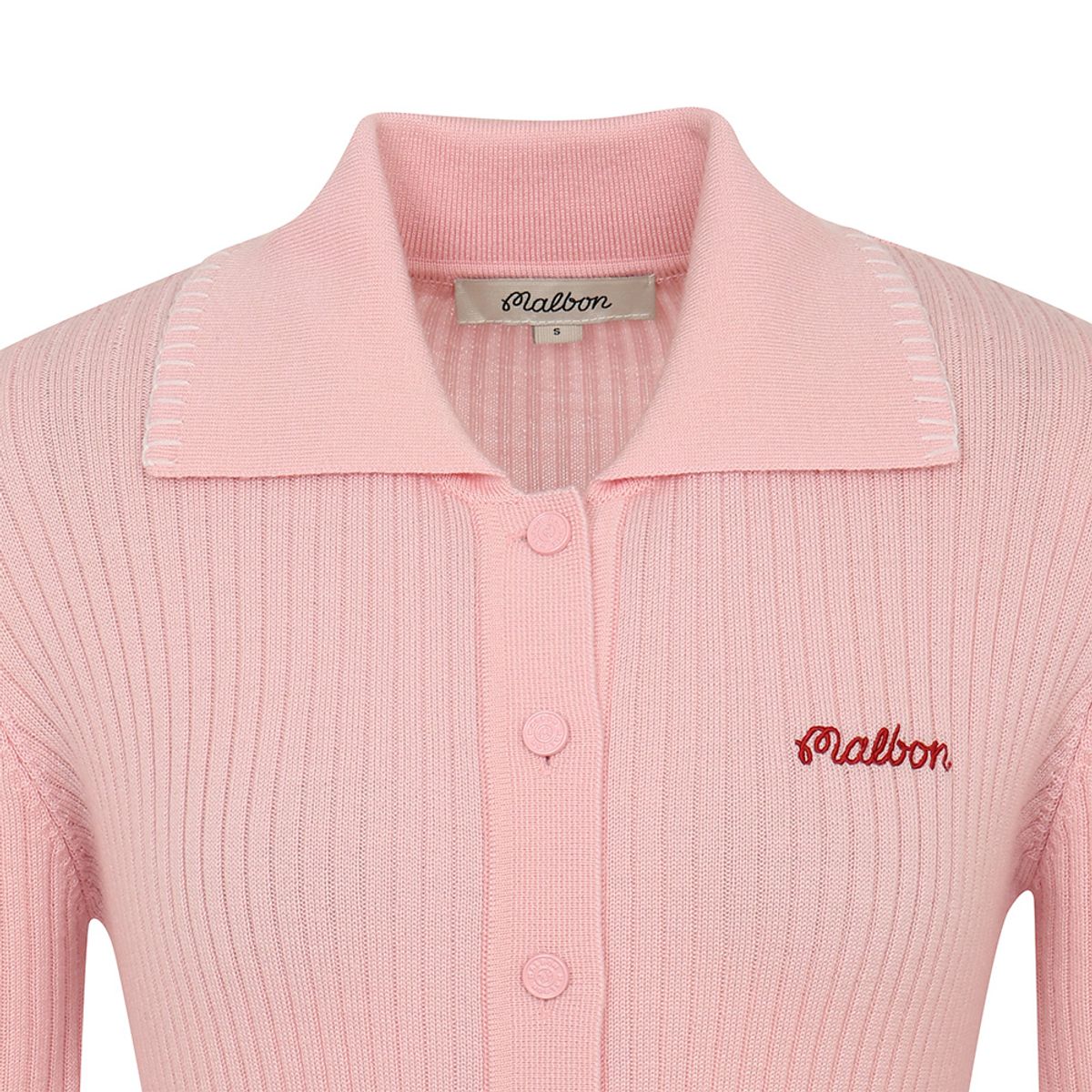 말본 골프(MALBON GOLF) 여성 투톤 골지 니트 가디건 LIGHT PINK (WOMAN)
