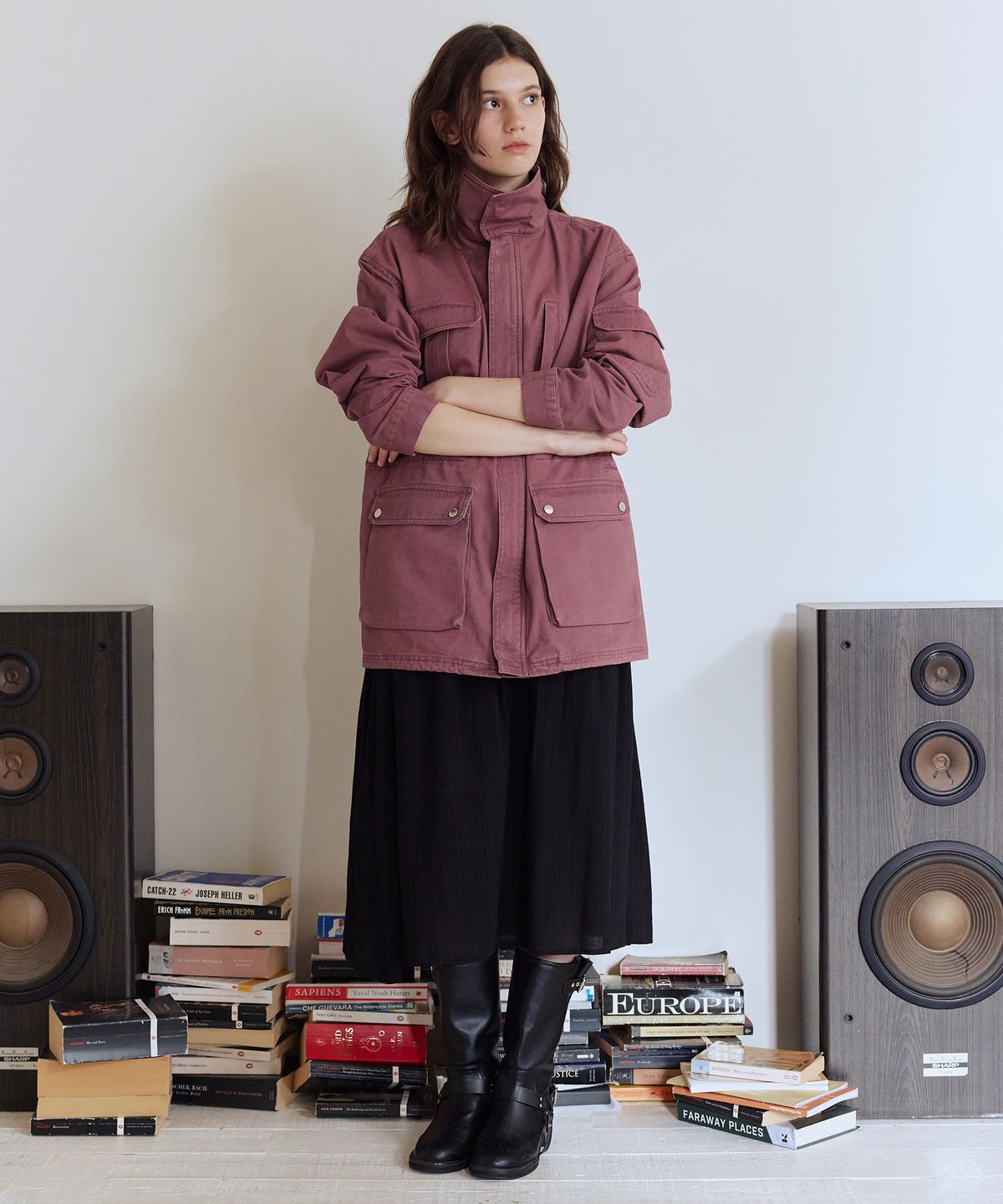 애프터아워즈(AFTERHOURS) WASHED COTTON UTILITY JACKET (VIOLET)