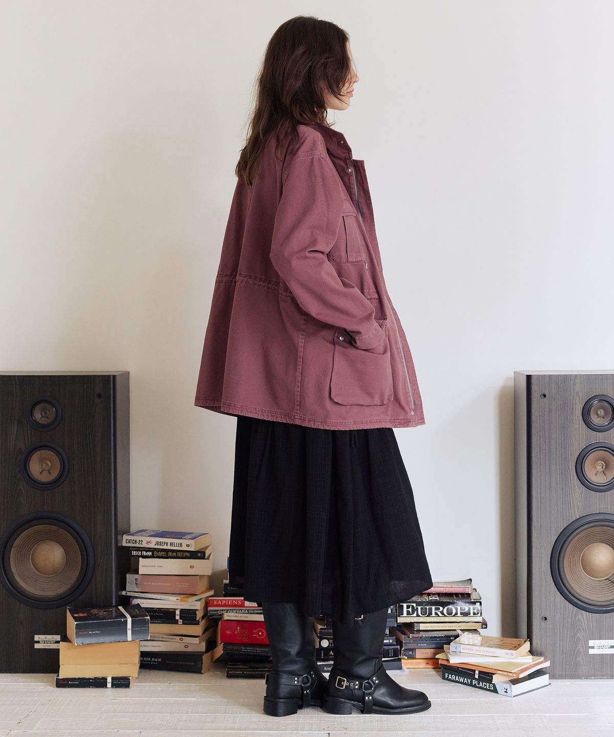 애프터아워즈(AFTERHOURS) WASHED COTTON UTILITY JACKET (VIOLET)