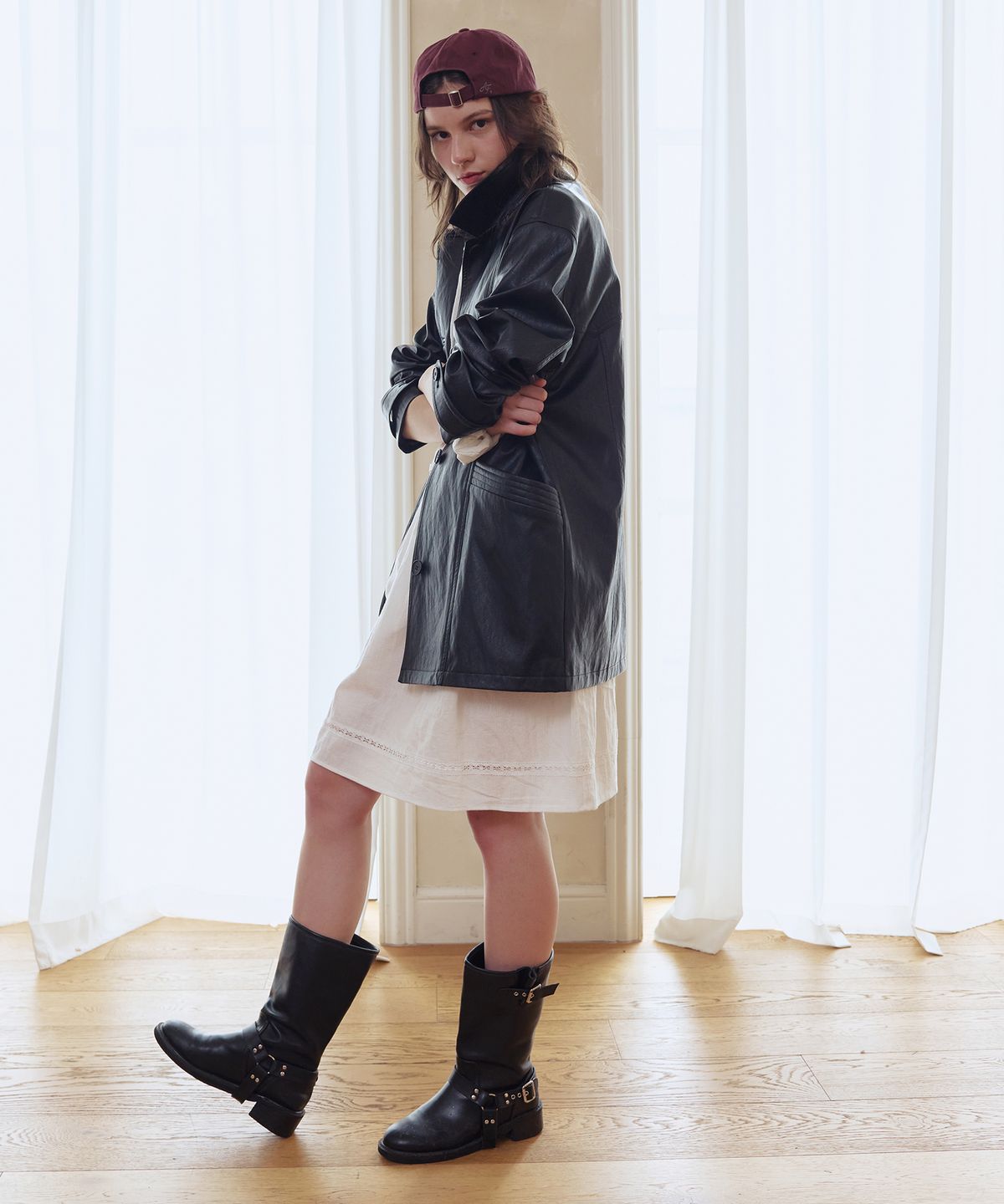애프터아워즈(AFTERHOURS) LEATHER HALF JACKET (BLACK)
