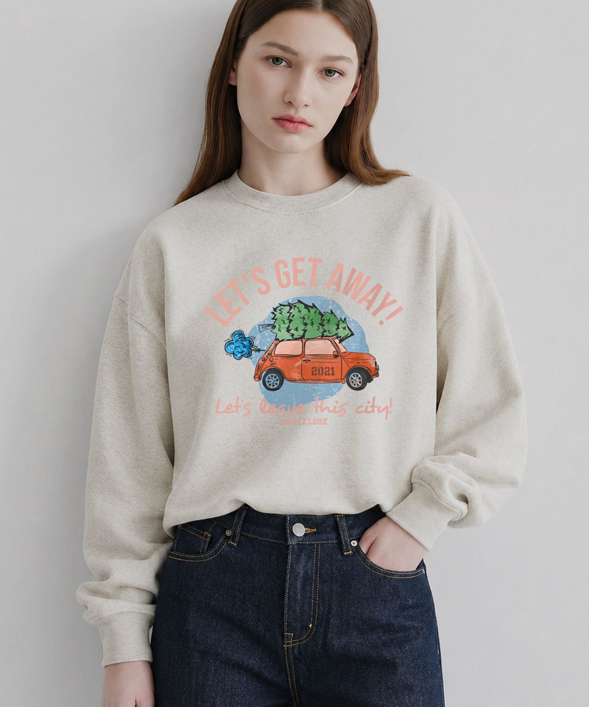 엠블룩(AMBLELOOK) 레귤러 스웨트셔츠 GET AWAY (3color)