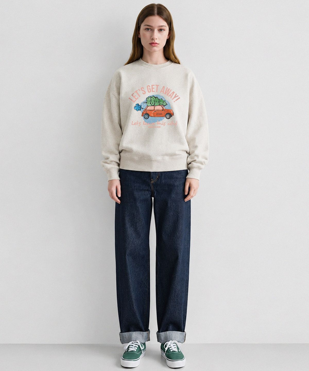 엠블룩(AMBLELOOK) 레귤러 스웨트셔츠 GET AWAY (3color)