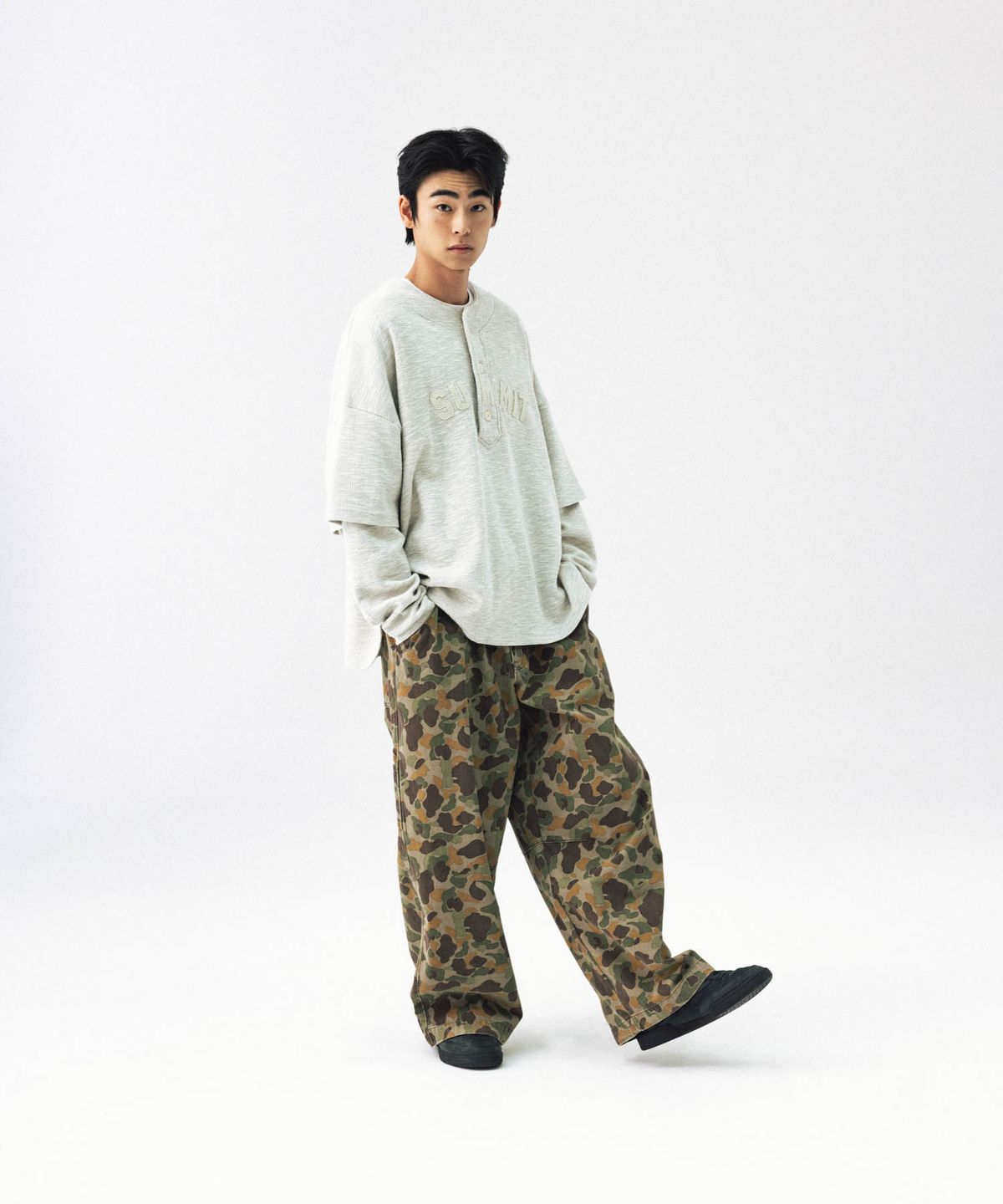 앵글런(ANGLAN) Military Work Wide Pants - Duck Camo