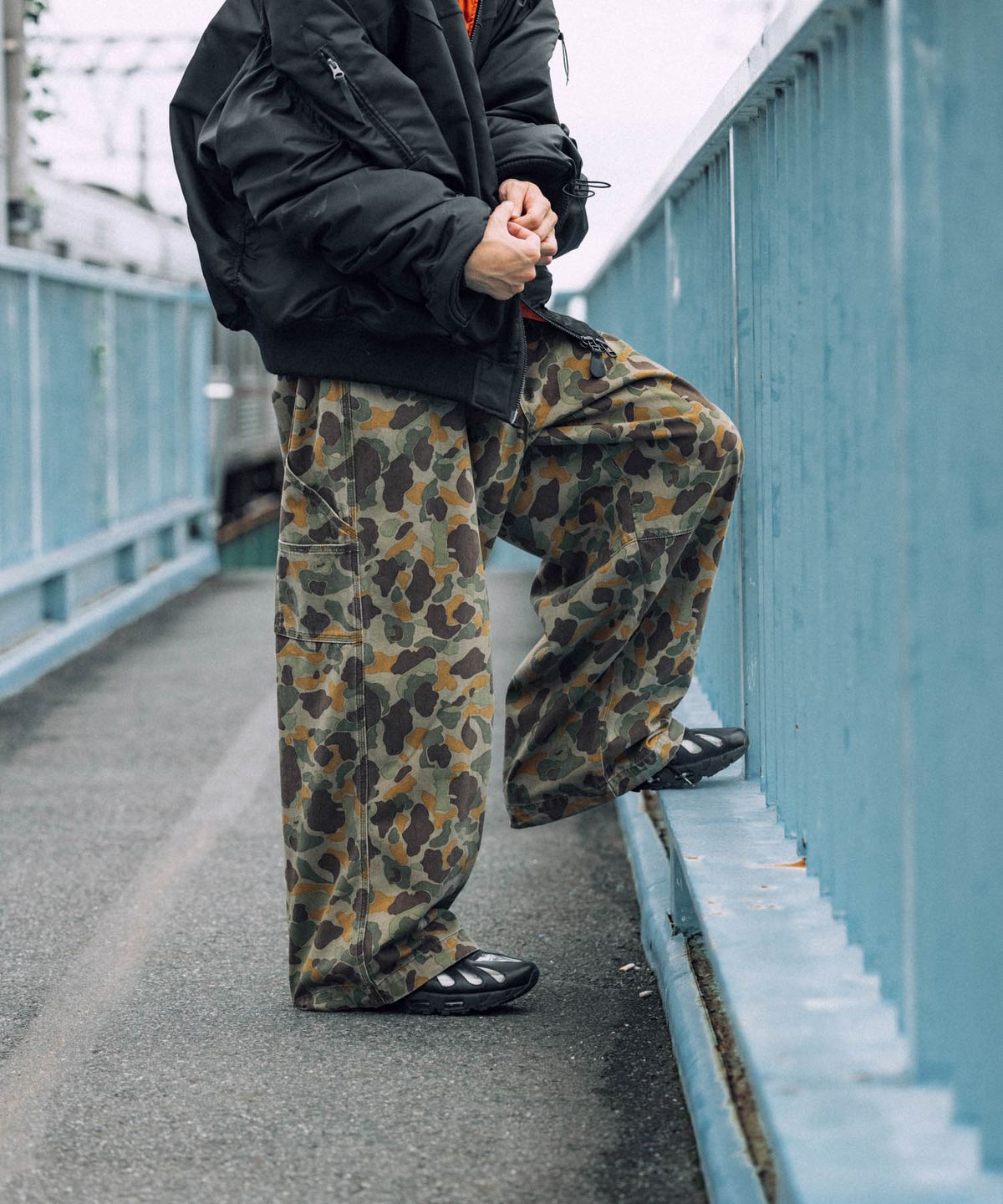 앵글런(ANGLAN) Military Work Wide Pants - Duck Camo