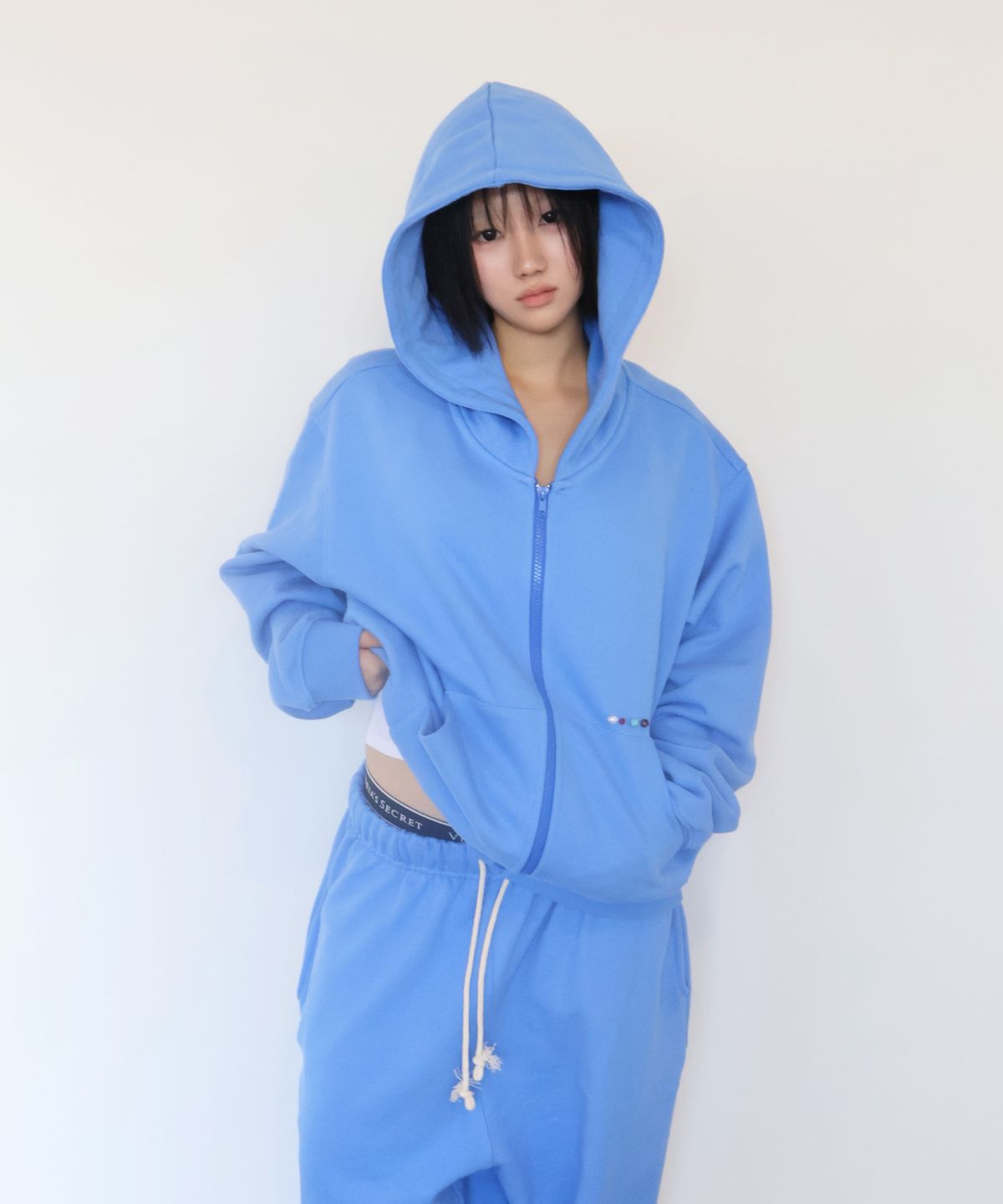키코지(KIKOZY) Macaroon Hood zip up_Blue Soda