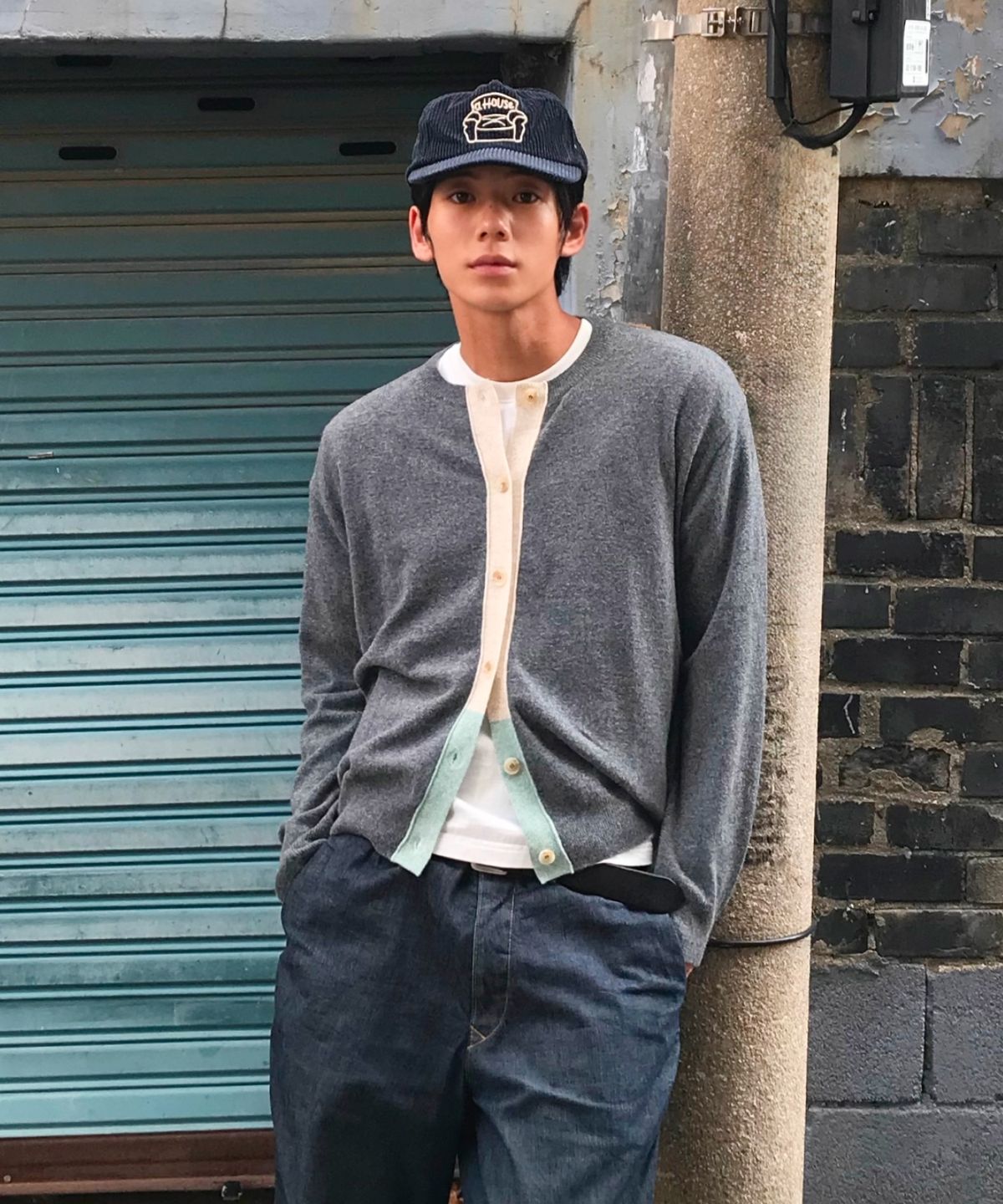 키코지(KIKOZY) Vintage Tone Mix Cardigan_Chacoal