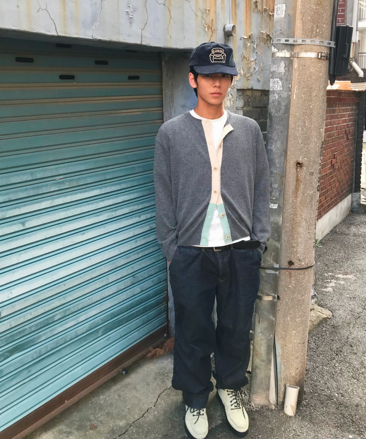 키코지(KIKOZY) Vintage Tone Mix Cardigan_Chacoal