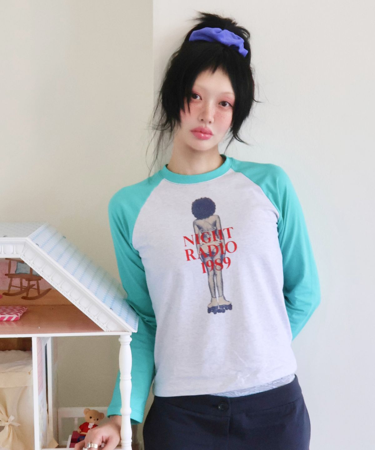 키코지(KIKOZY) Night Radio Raglan T-shirt_Mint