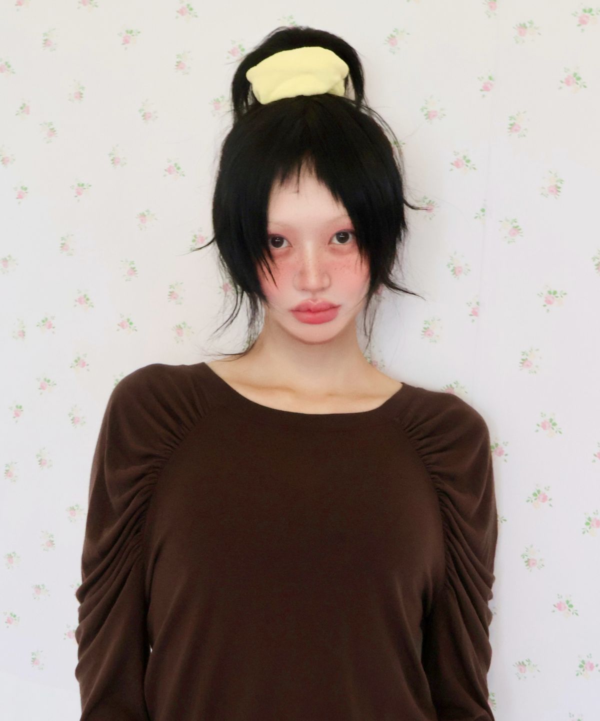 키코지(KIKOZY) [New] Shirring long sleeve top_Brown