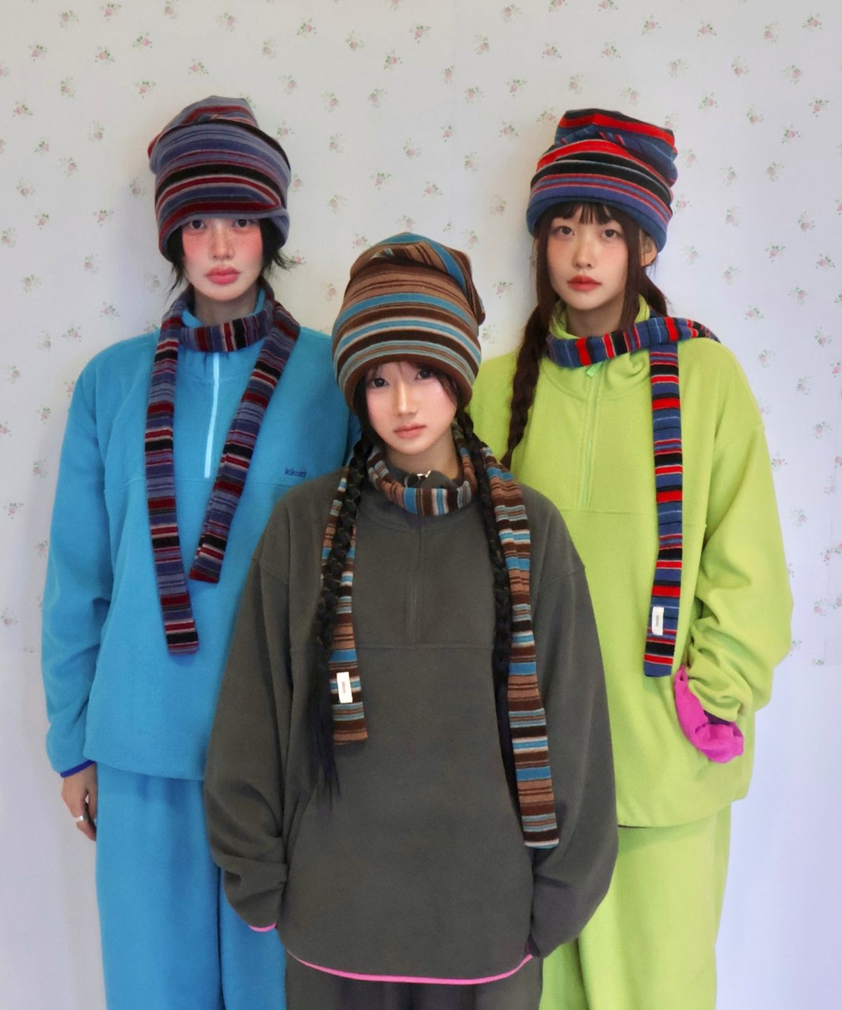 키코지(KIKOZY) Stripe Fleece Beanie_Red