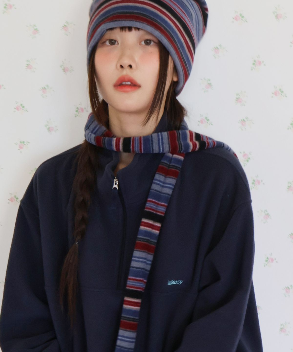 키코지(KIKOZY) Stripe Fleece Muffler_Blue