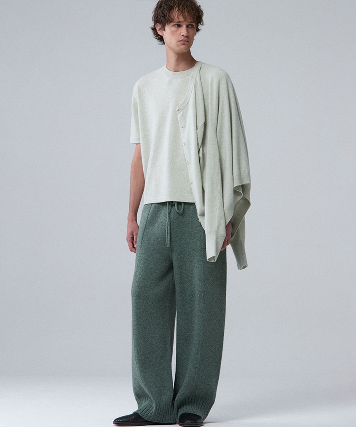 우마뭉(UMARMUNG) Wool cashmere half sleeve pullover_Mint