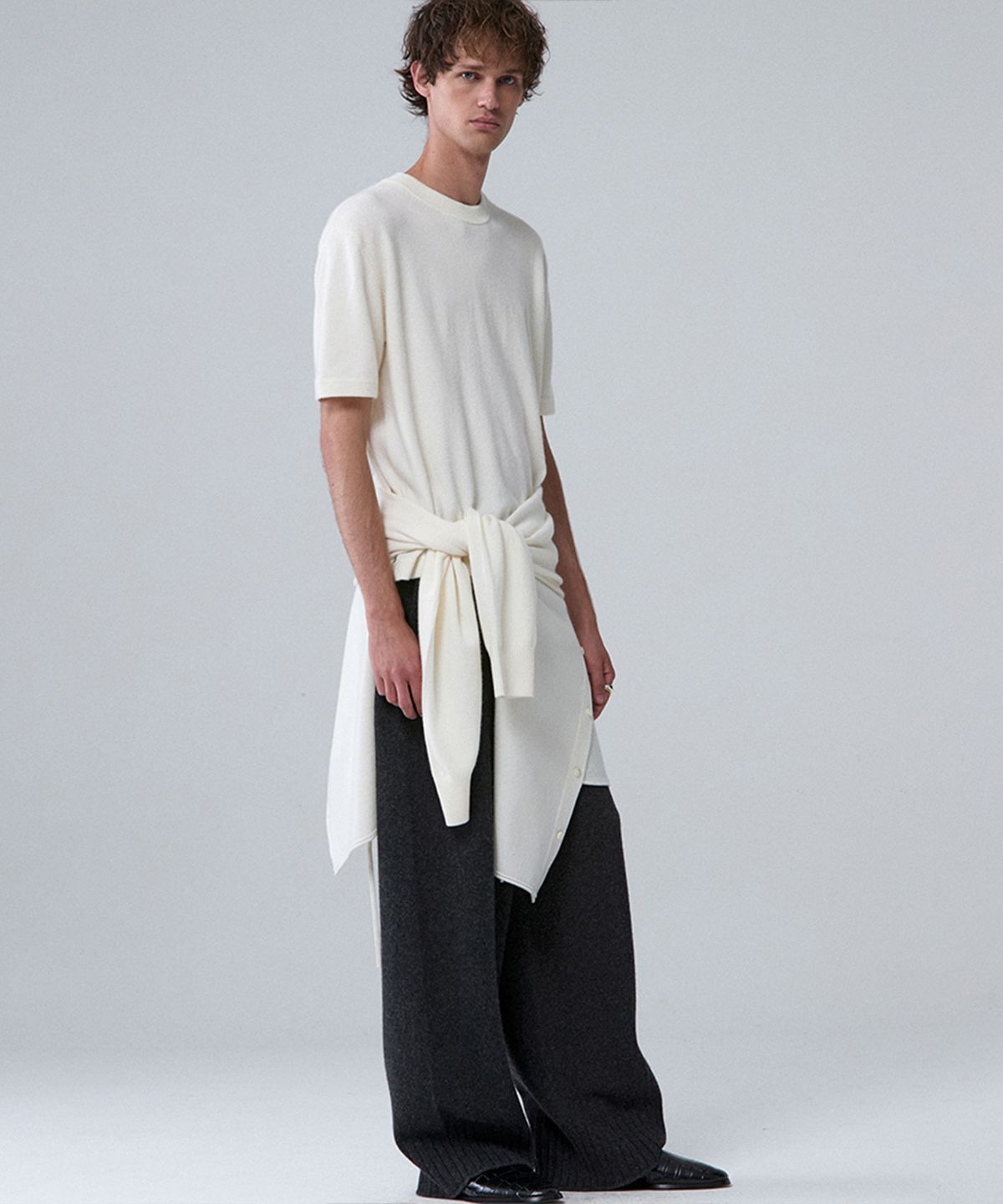 우마뭉(UMARMUNG) Wool cashmere half sleeve pullover_Ivory