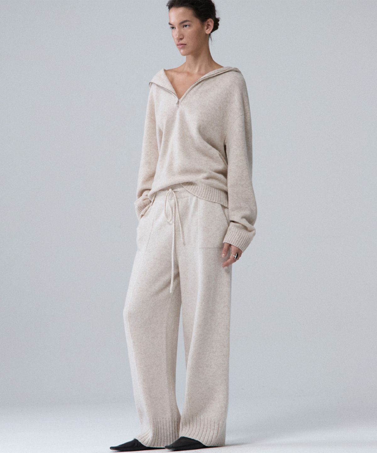 우마뭉(UMARMUNG) Super fine merino wholegarment pants_Oatmilk