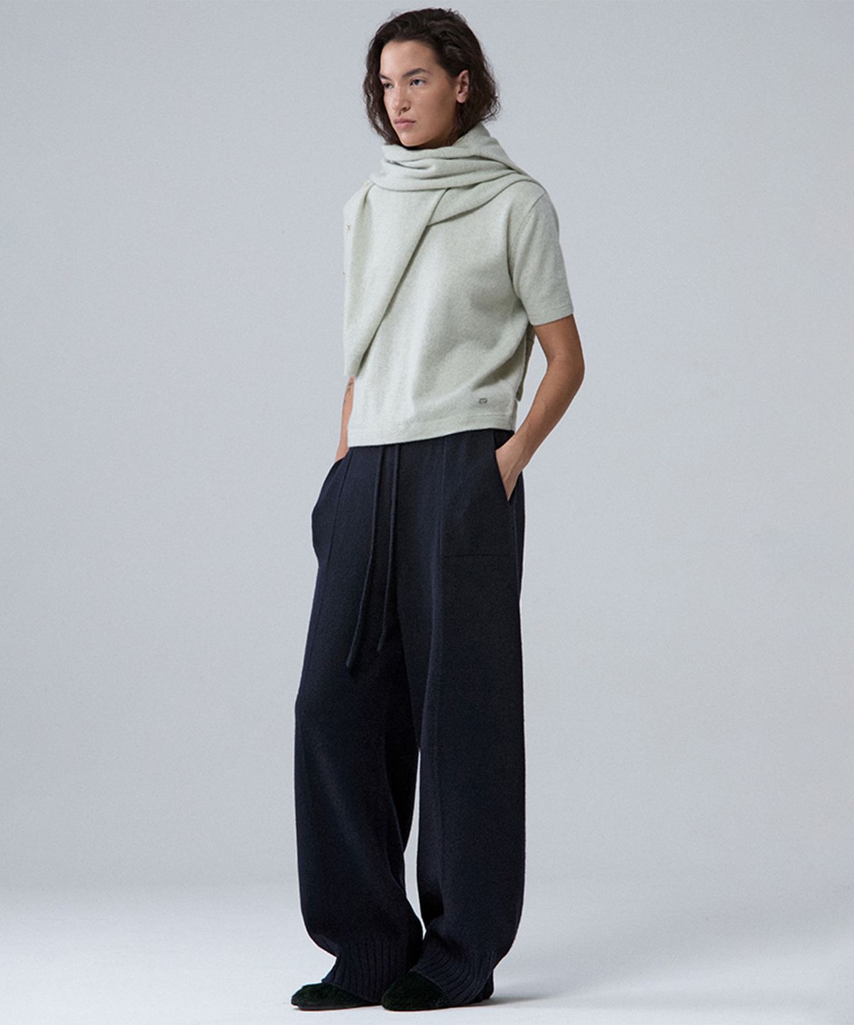 우마뭉(UMARMUNG) Super fine merino wholegarment pants_Deep sea
