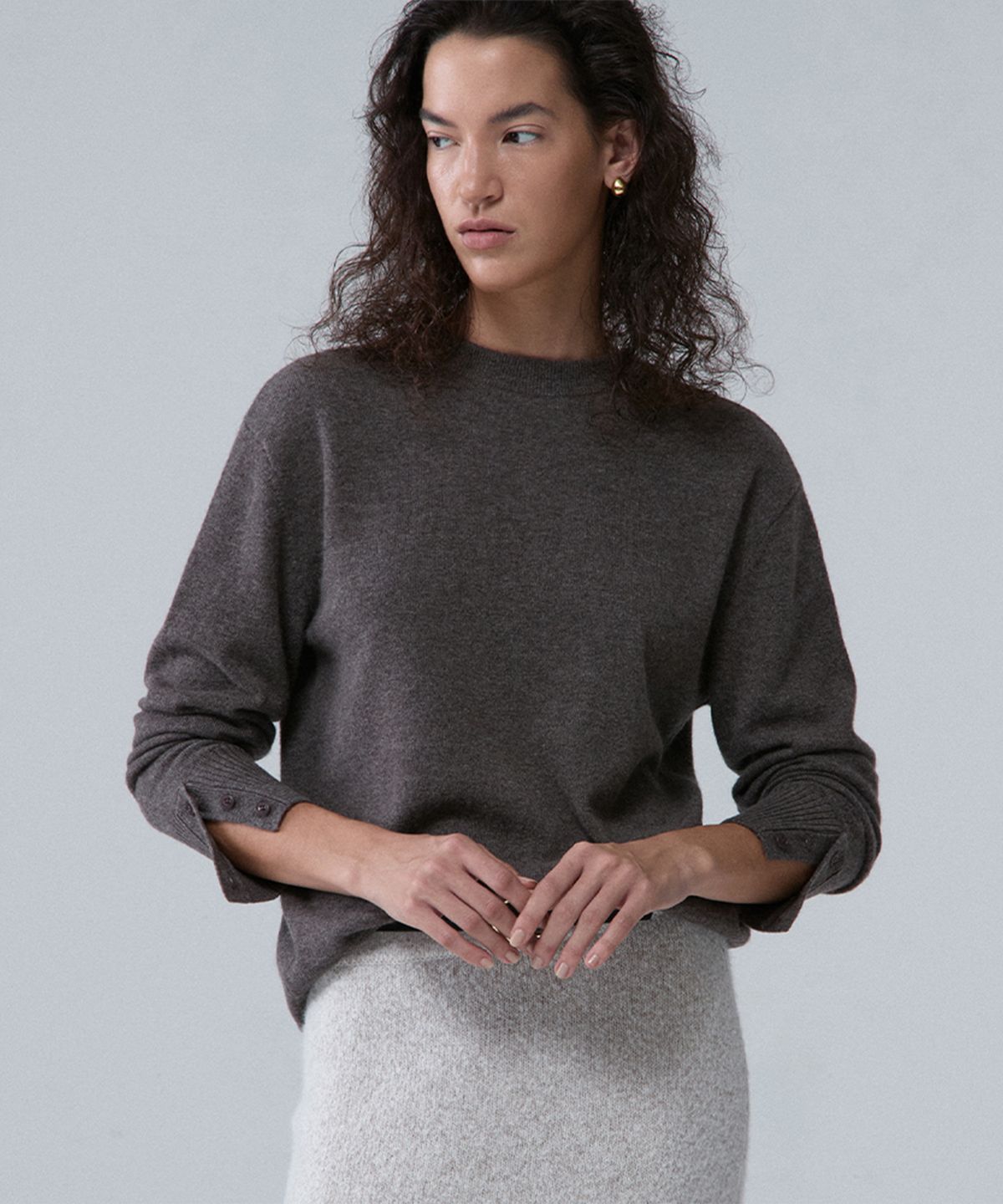 우마뭉(UMARMUNG) Wool cashmere two way cardigan_Taupe