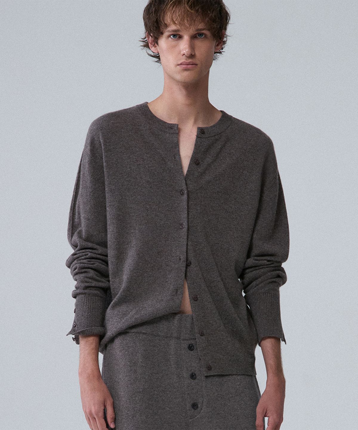 우마뭉(UMARMUNG) Wool cashmere two way cardigan_Taupe