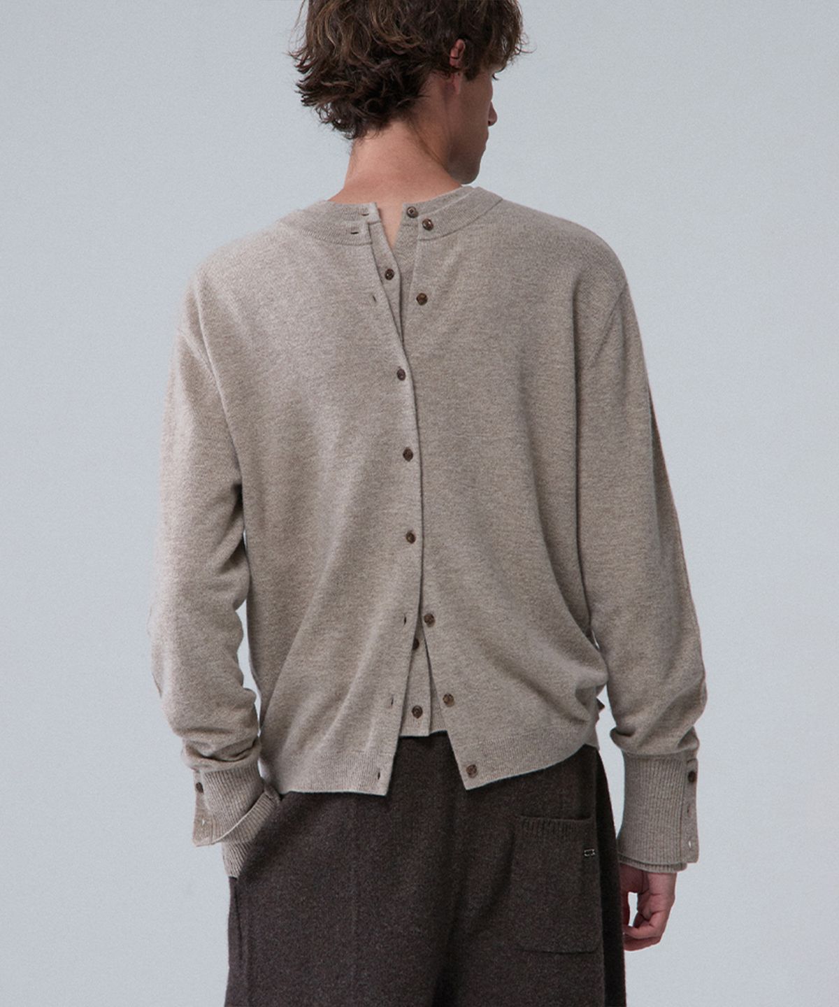 우마뭉(UMARMUNG) Wool cashmere two way cardigan_Dune