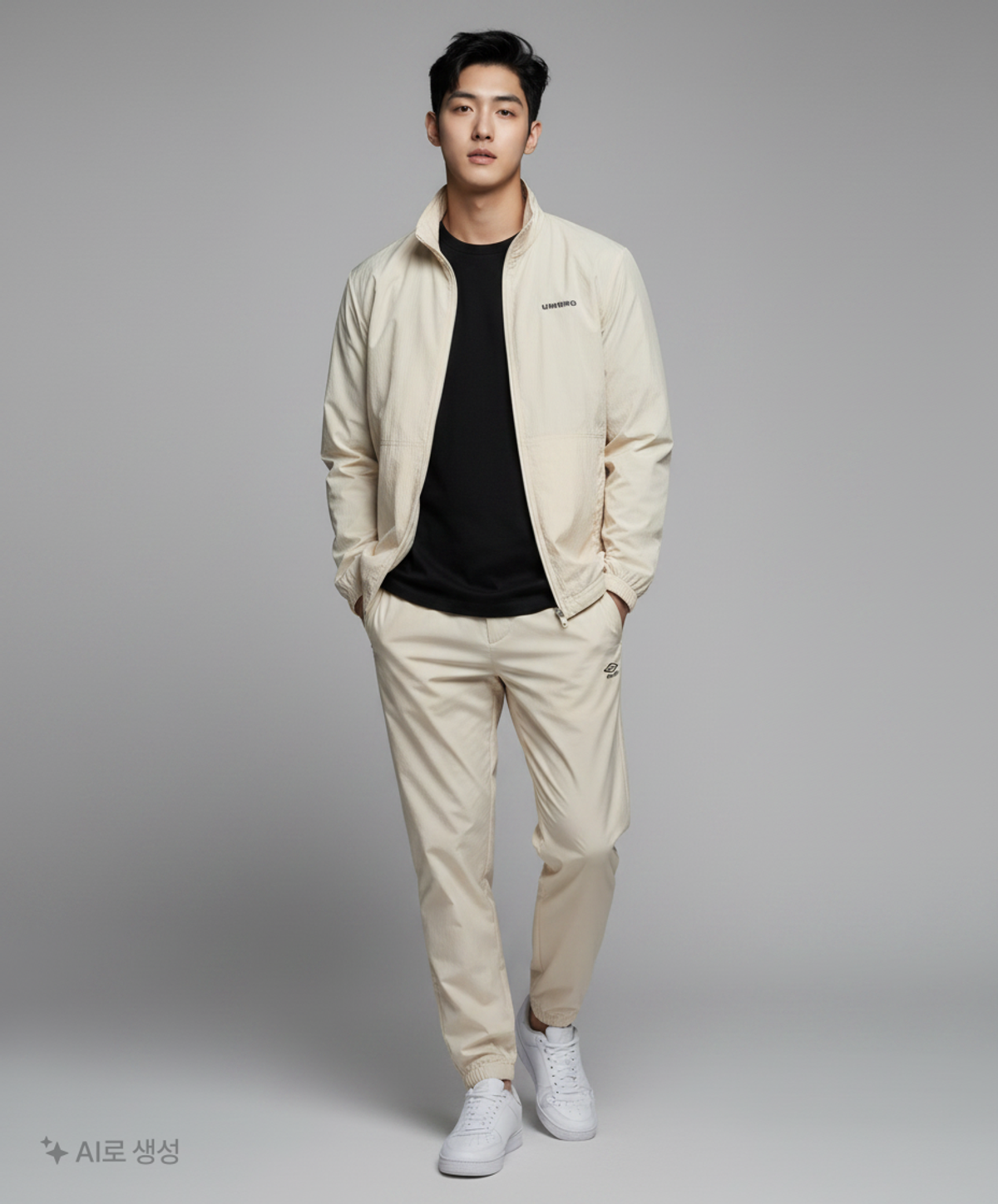 엄브로(UMBRO) 크링클 스탠넥 풀집업 자켓 베이지(UO323CJK81) 100