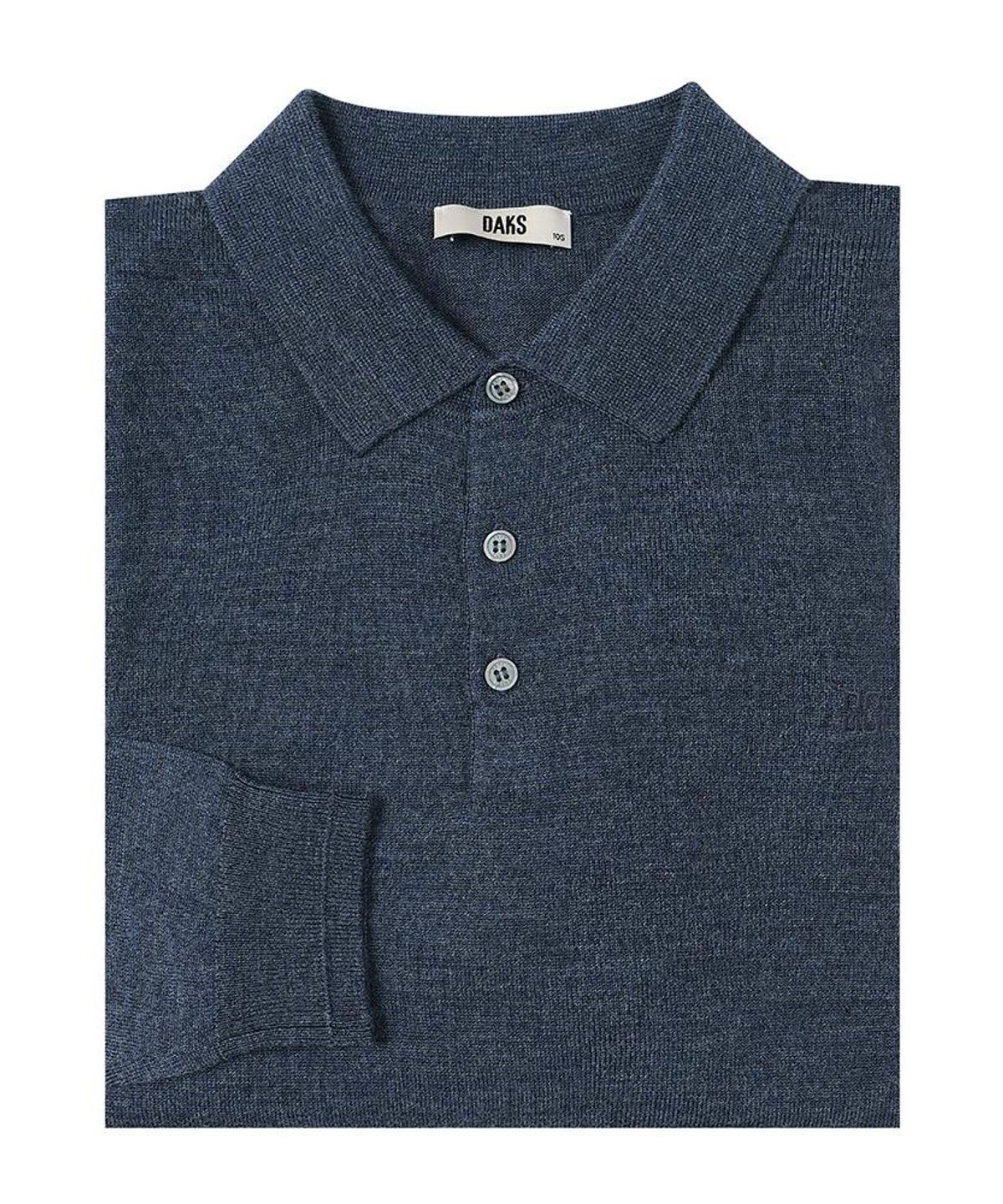 닥스셔츠(DAKS SHIRTS) 울100 카라니트 레귤러핏 블루_DLW3SWTL450B1
