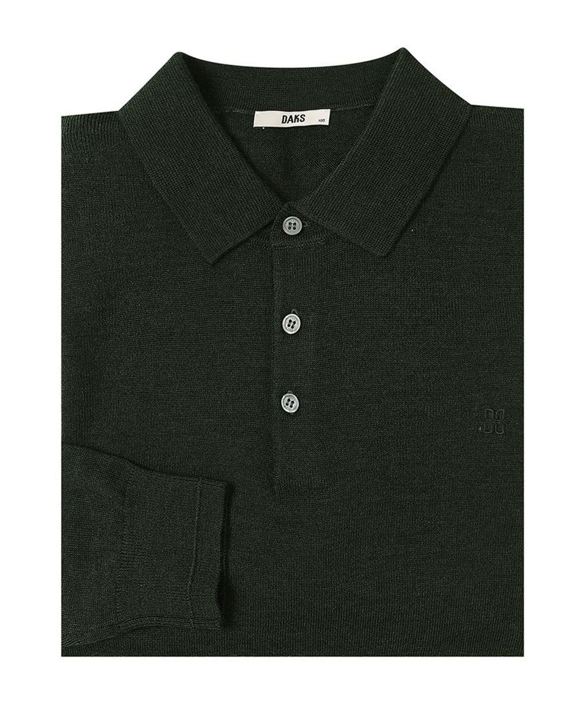 닥스셔츠(DAKS SHIRTS) 울100 카라니트 레귤러핏 카키_DLW3SWTL450KK