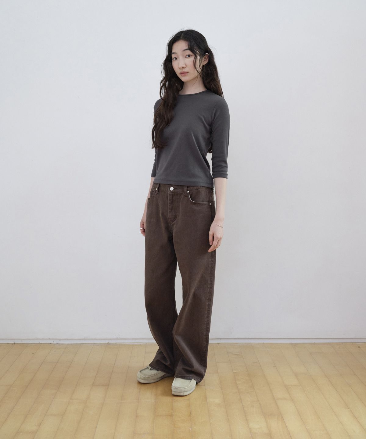 스텝어라운드(STEP AROUND) Soft Washing Color Straight Denim_BROWN