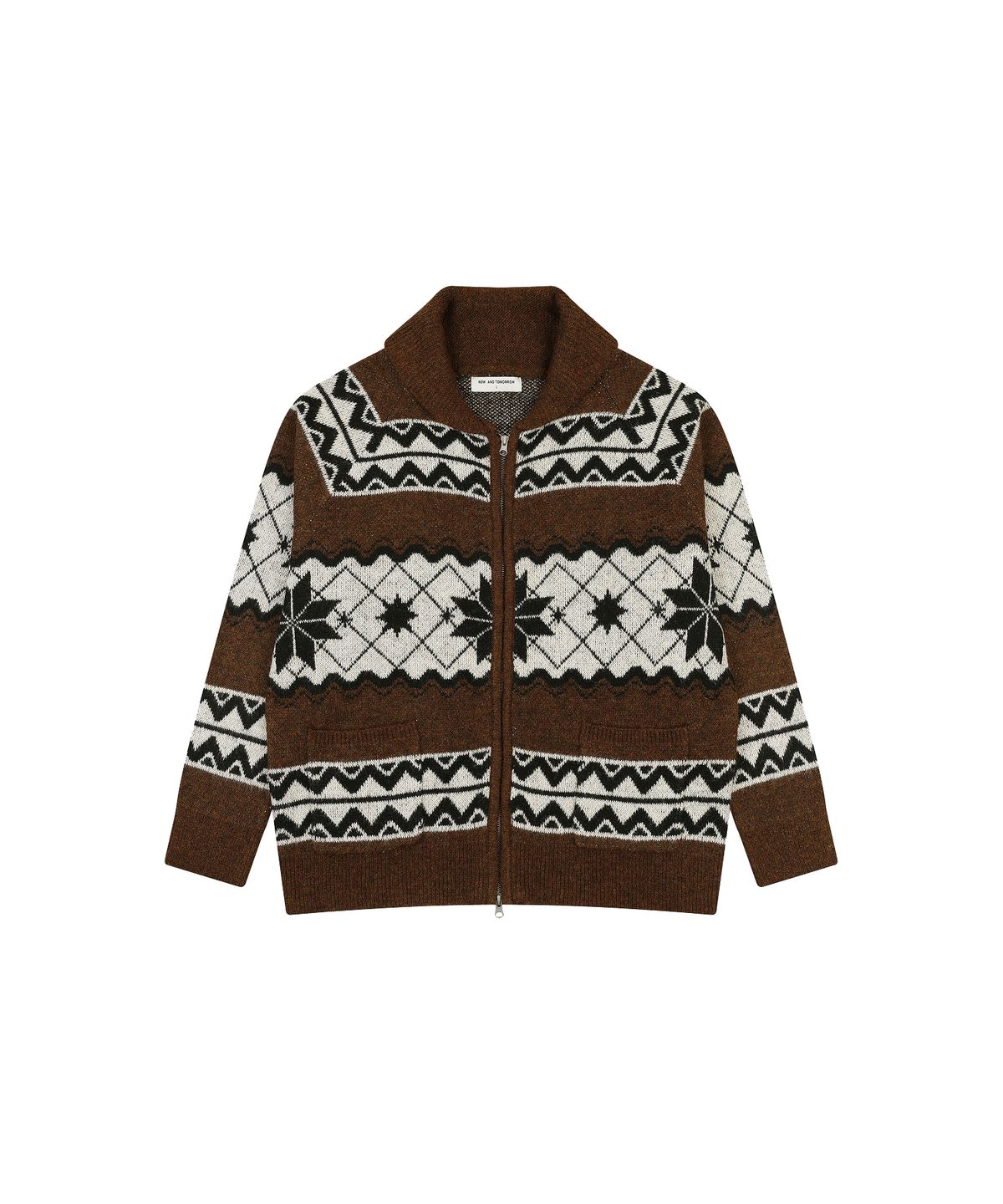 나우앤투모로우(NOWANDTOMORROW) COWICHAN ZIP CARDIGAN [BROWN]