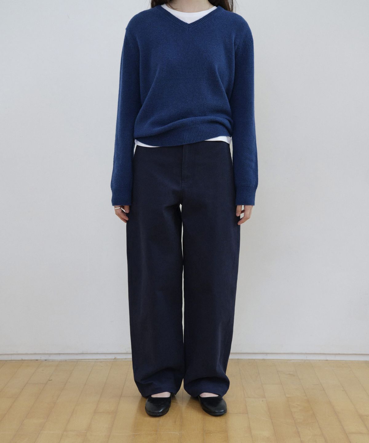 스텝어라운드(STEP AROUND) Cotton Stretch Curved Pants_NAVY
