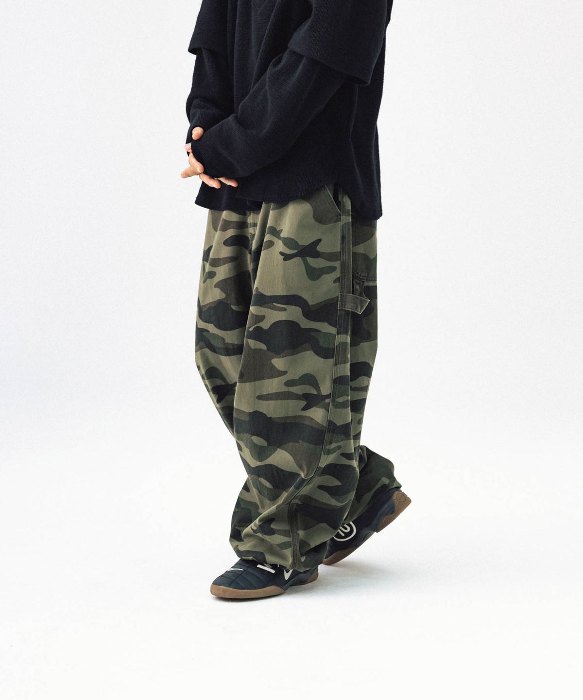 앵글런(ANGLAN) Military Work Wide Pants - Camo