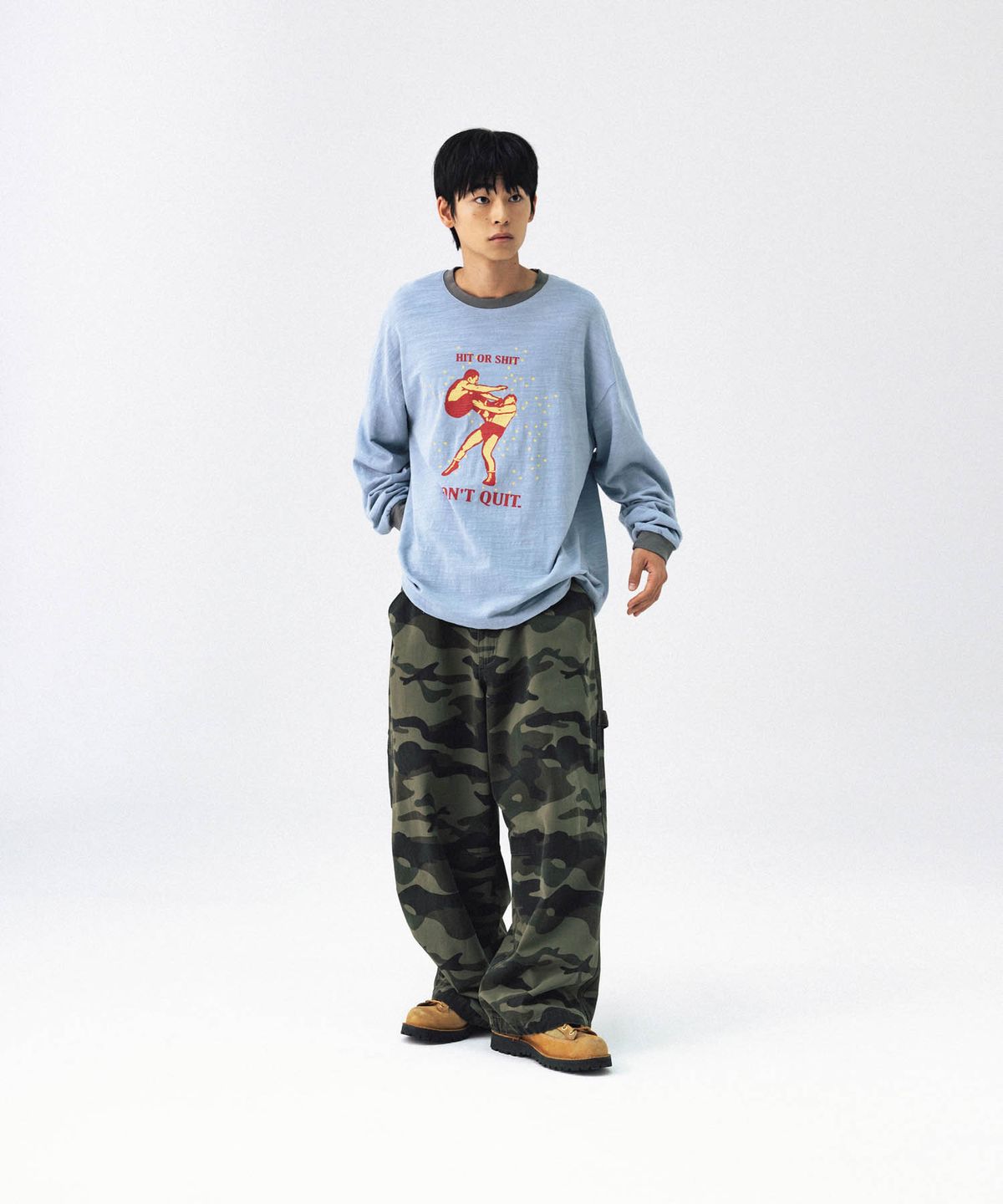앵글런(ANGLAN) Military Work Wide Pants - Camo